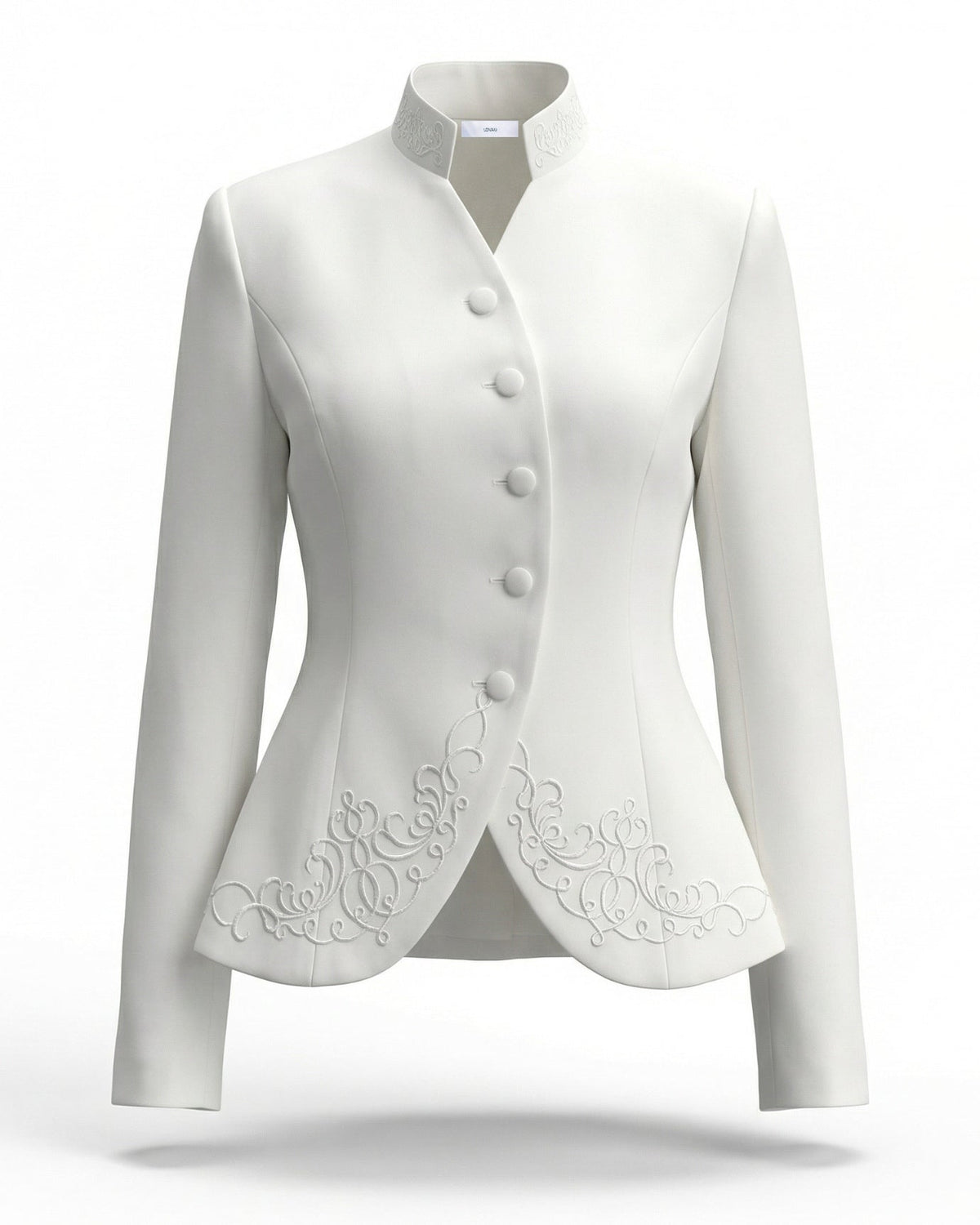 Structured Jacket and Pleated High Waisted Skirt Suit Set – White – view 7
