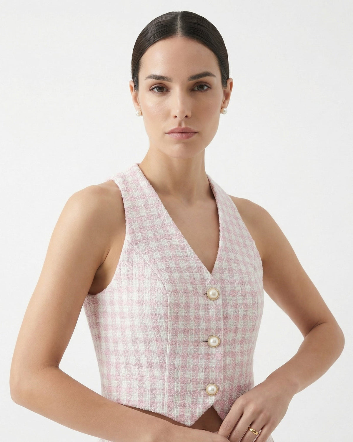 Tailored Waist Wool Blend Coat Two-Piece Set – Pink