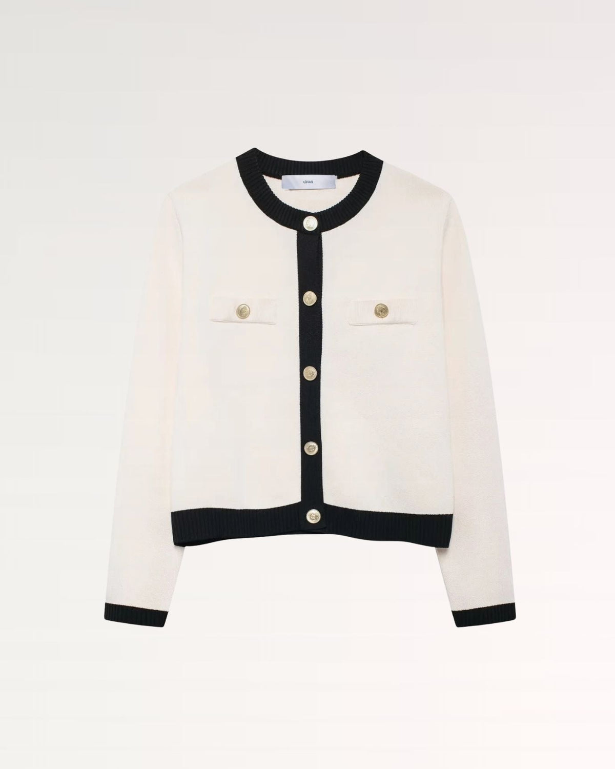 Franziska Slim Fit Ribbed Trim Cardigan with Pearl Buttons
