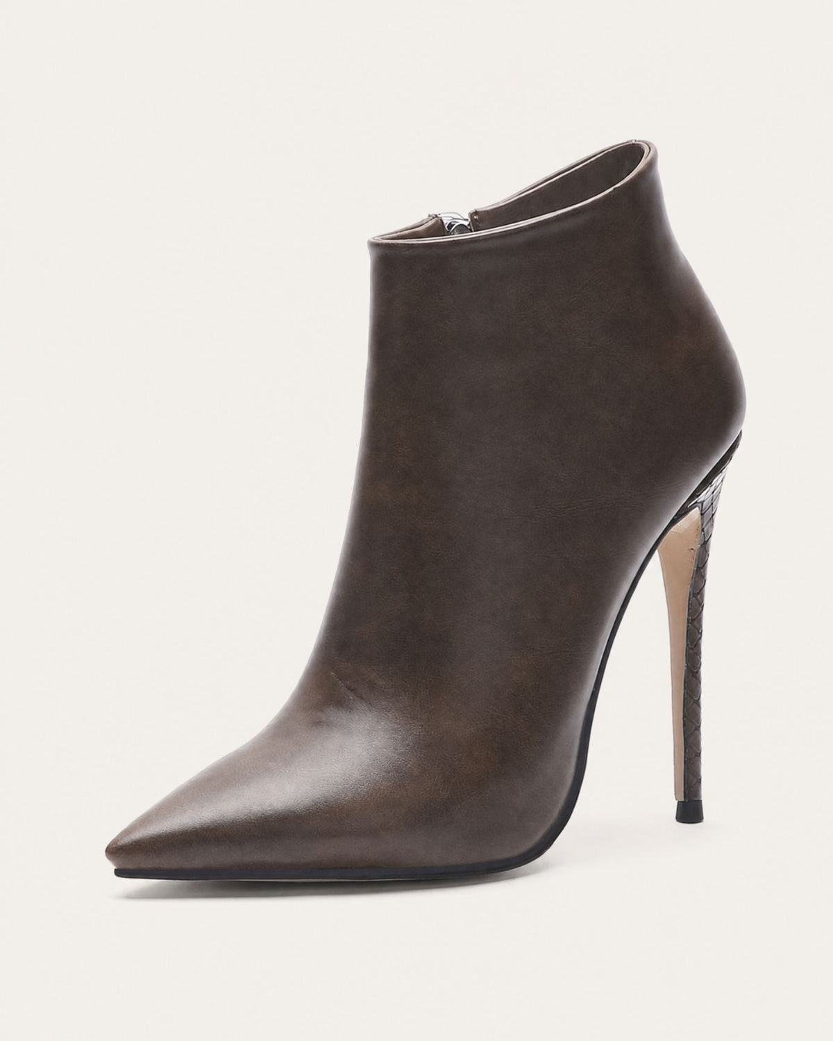 Pointed-Toe Stiletto Ankle Boots with Side Zip and 12cm Heel – view 6