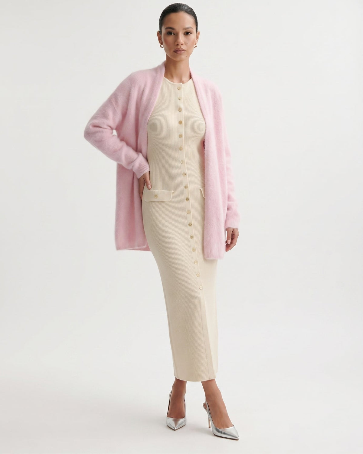 Lia Fine Knit 100% Pure Cashmere Layering Cardigan – view 2