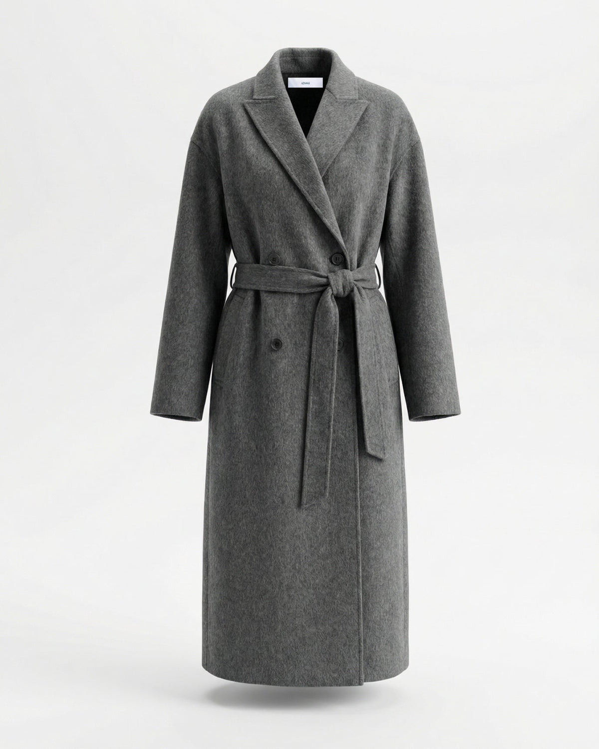 Kira Long Double-Sided Fine Wool Coat with Regular Fit – Gray – view 1