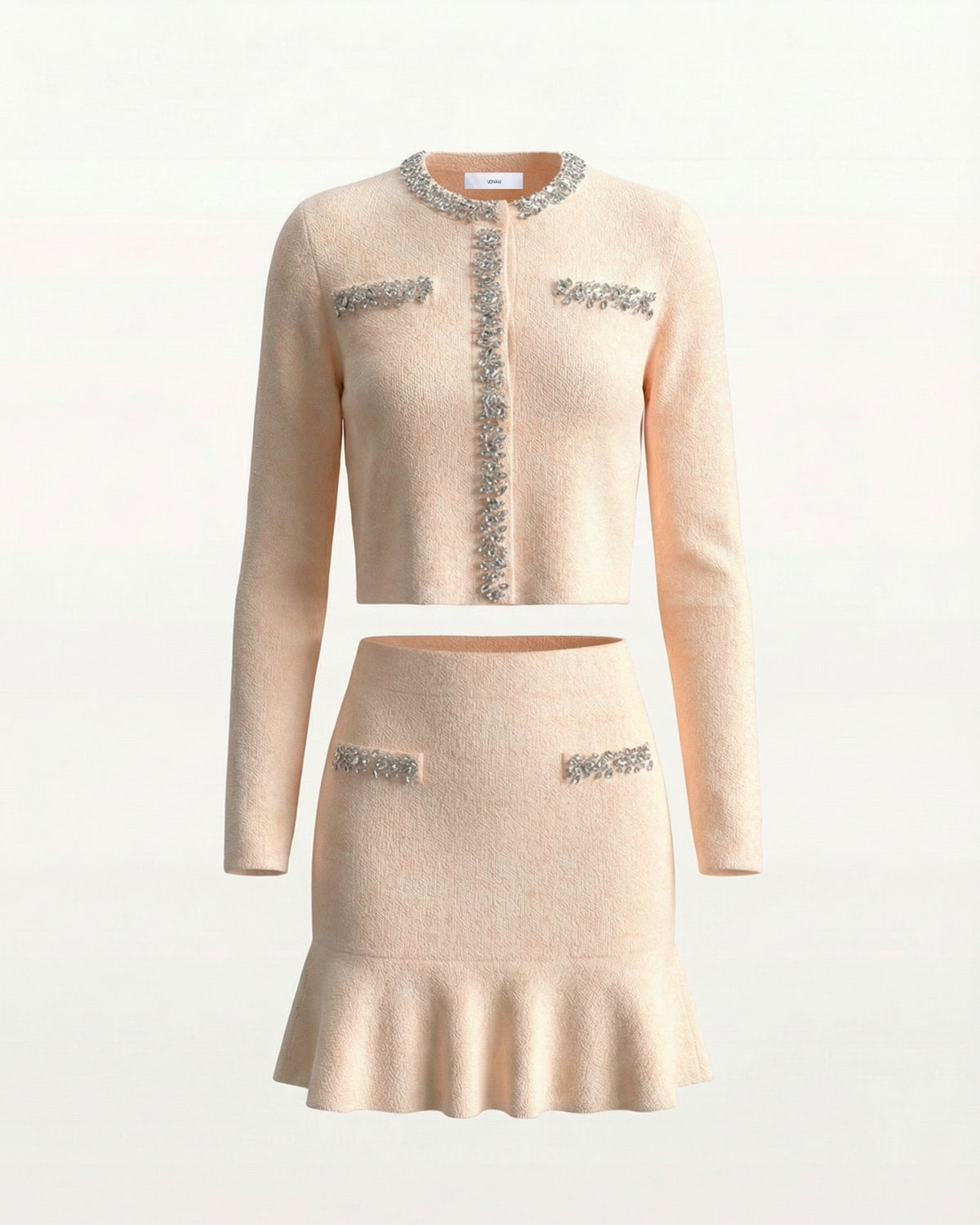 Pure Cashmere Knitted Cardigan and Skirt Two-Piece Set