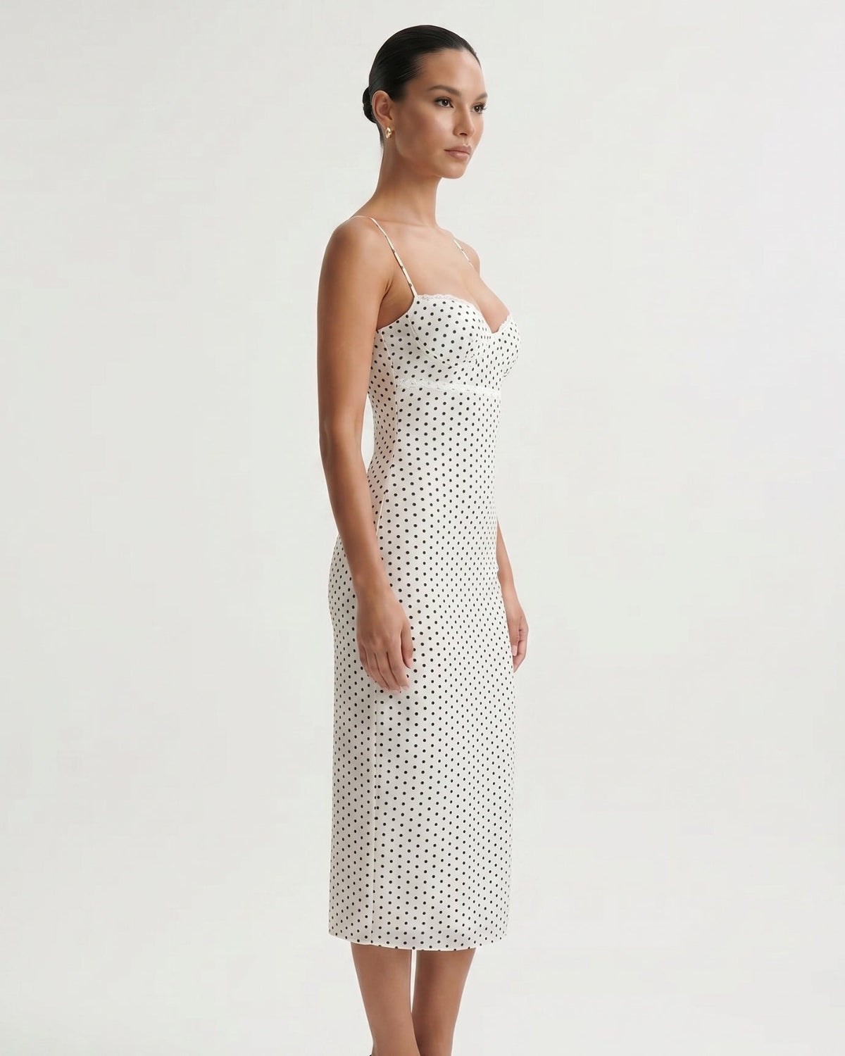 Polka Dot Lightweight Chiffon Relaxed Midi Dress – view 3