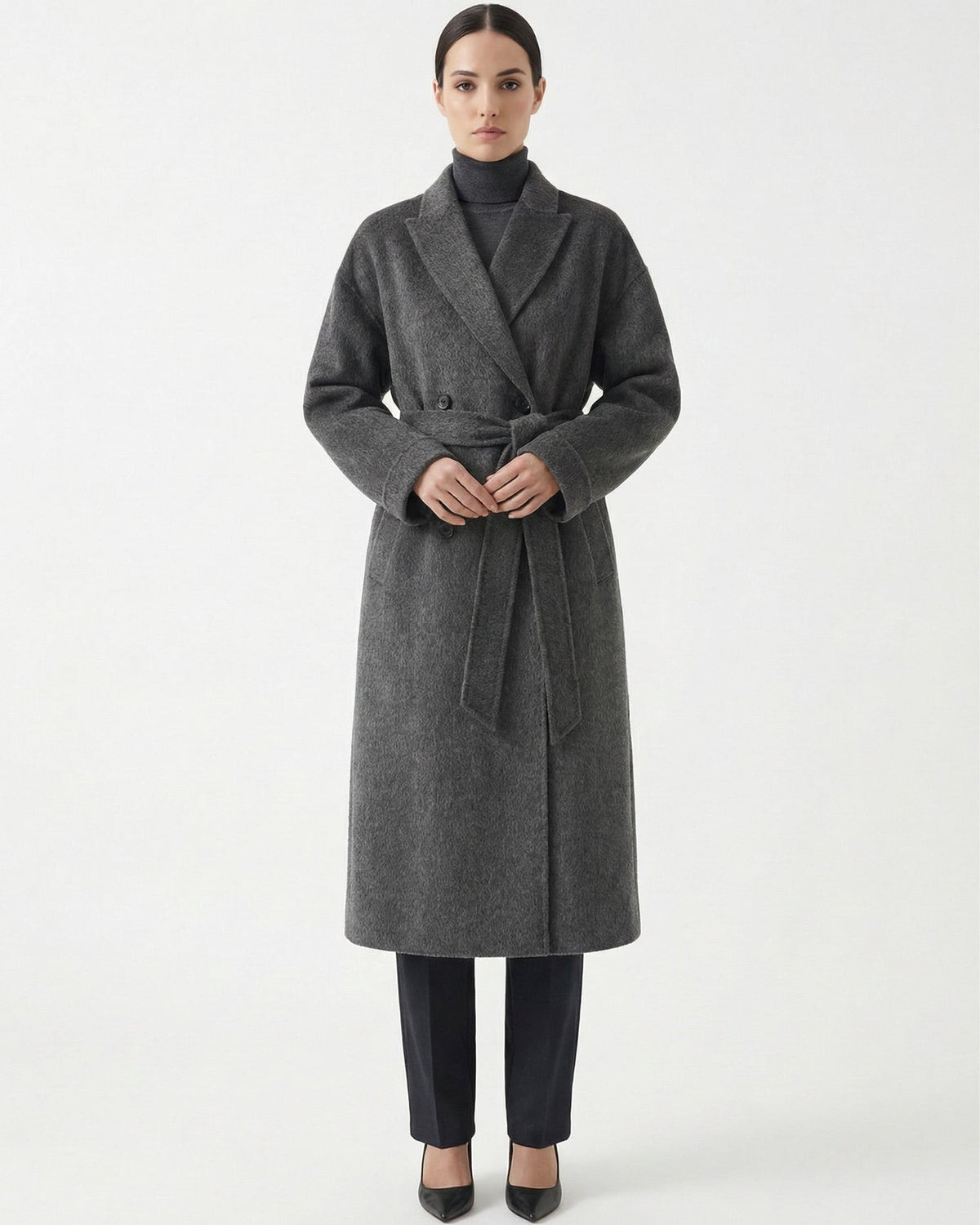 Kira Long Double-Sided Fine Wool Coat with Regular Fit