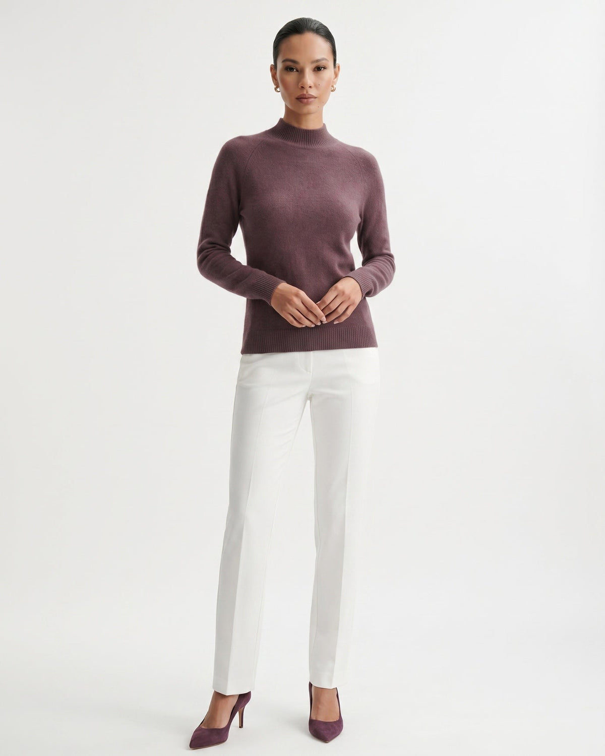 Kiara Pure Cashmere Jumper with Subtle Ribbed Detailing – view 4