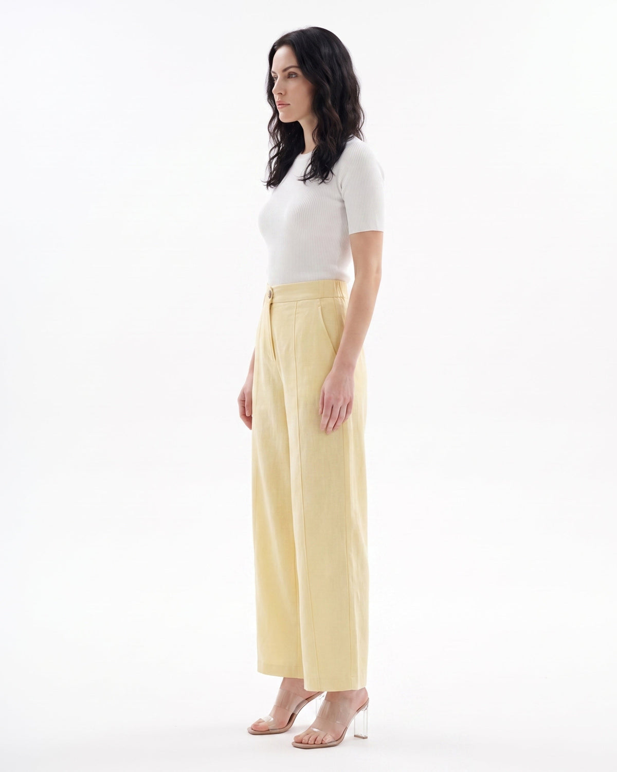 Lauren High Waisted Wide Leg Linen Blend Trousers – view 2