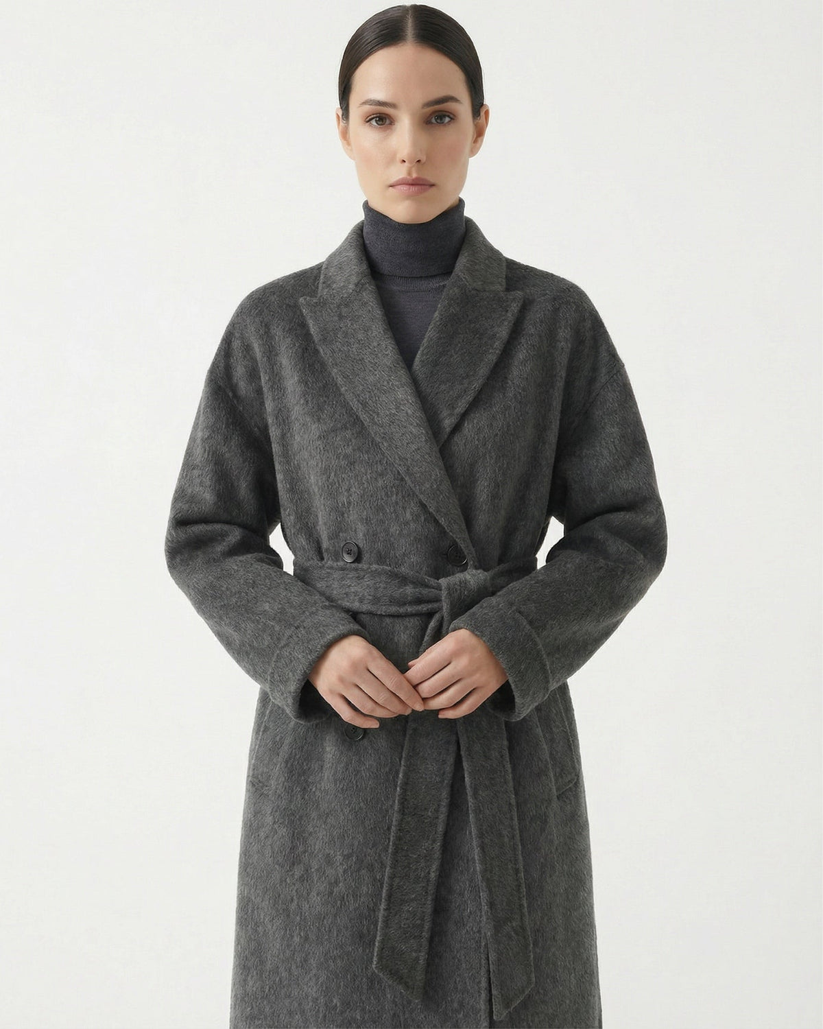 Kira Long Double-Sided Fine Wool Coat with Regular Fit