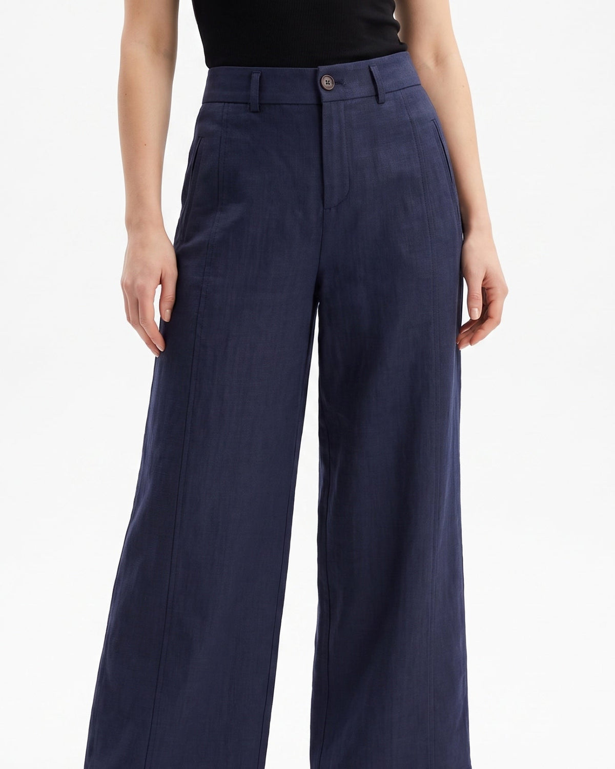 Rinna High Rise Pleated Linen Trousers with Tapered Leg – view 13