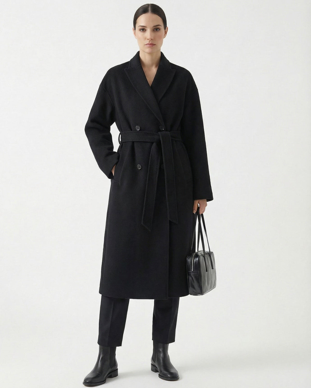 Kira Long Double-Sided Fine Wool Coat with Regular Fit – view 5