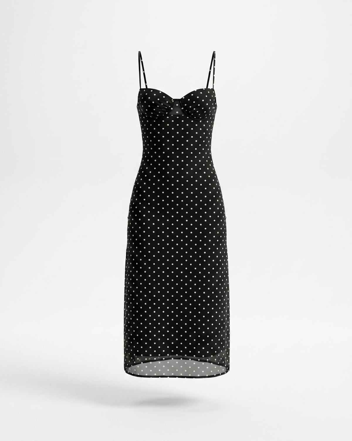 Polka Dot Lightweight Chiffon Relaxed Midi Dress