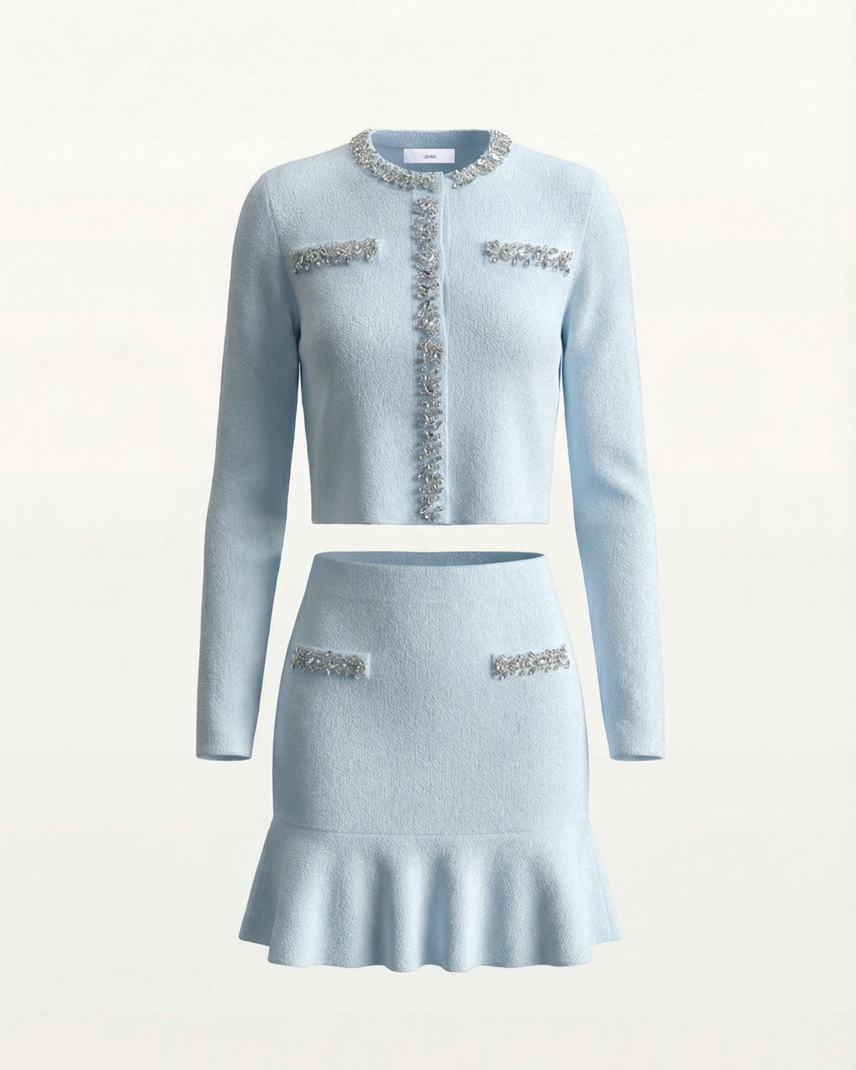 Pure Cashmere Knitted Cardigan and Skirt Two-Piece Set