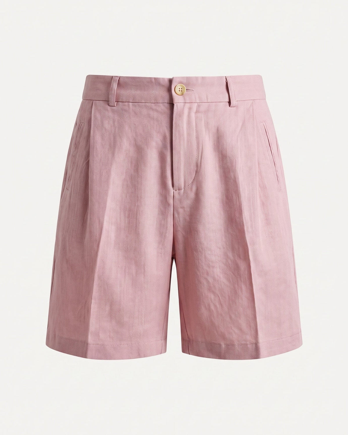 High Waisted Tailored Linen Shorts with Relaxed Fit