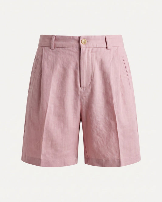High Waisted Tailored Linen Shorts with Relaxed Fit