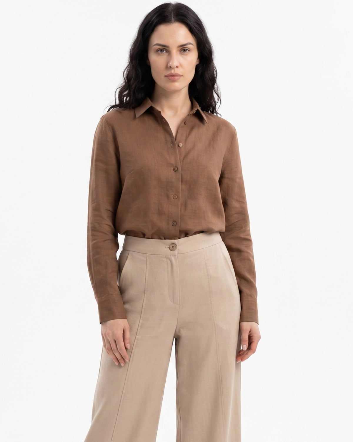 Lauren High Waisted Wide Leg Linen Blend Trousers – view 6