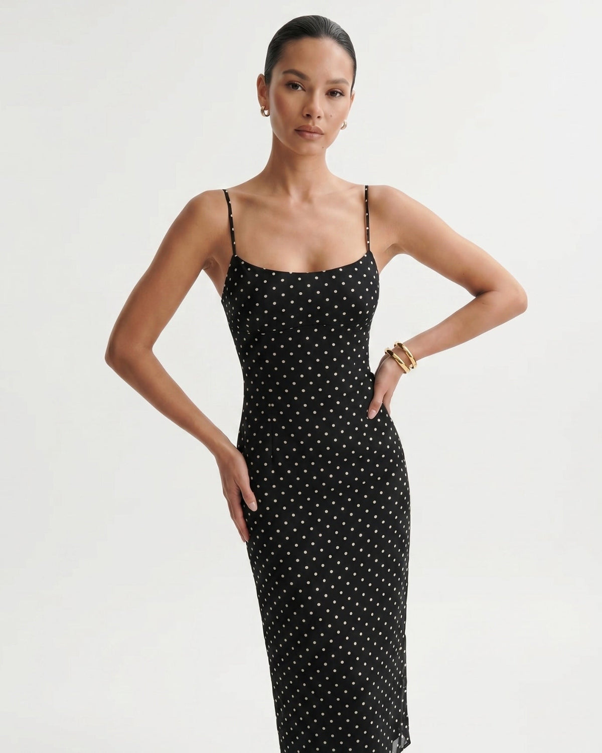 Polka Dot Lightweight Chiffon Relaxed Midi Dress – view 8