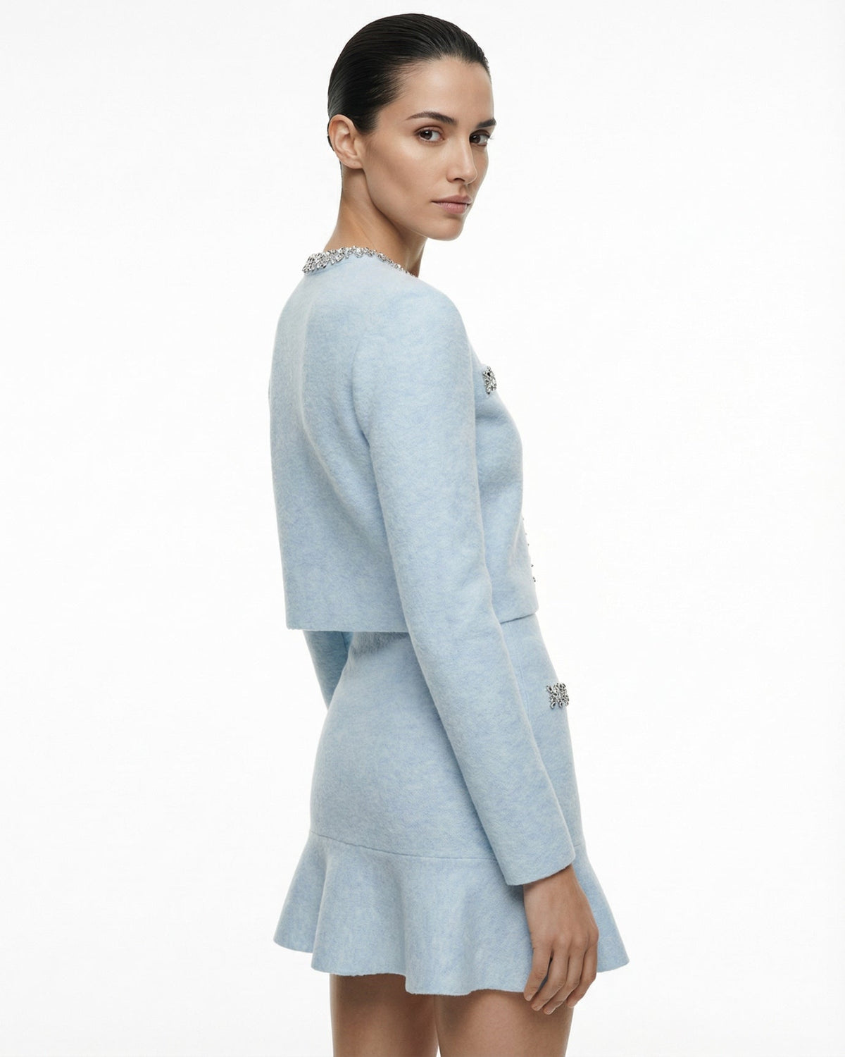 Pure Cashmere Knitted Cardigan and Skirt Two-Piece Set – view 3