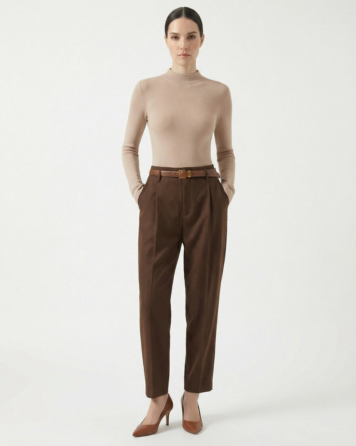 Fleece-Lined Long Sleeve T-Shirt in Tencel, Wool and Silk Blend – view 2
