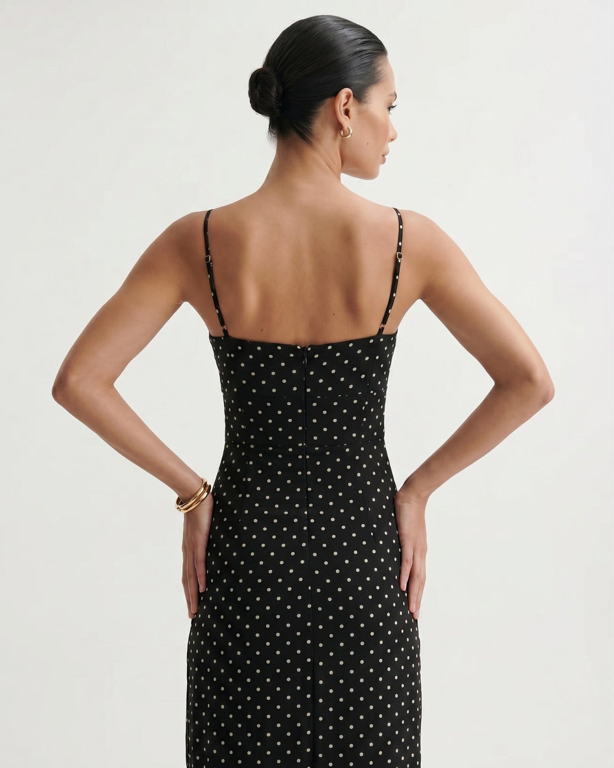 Polka Dot Lightweight Chiffon Relaxed Midi Dress – view 9