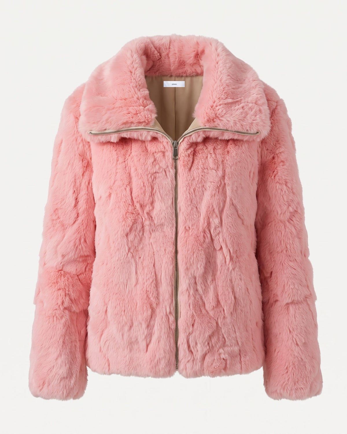 Cindy Short Plush Jacket with Turn-Down Collar