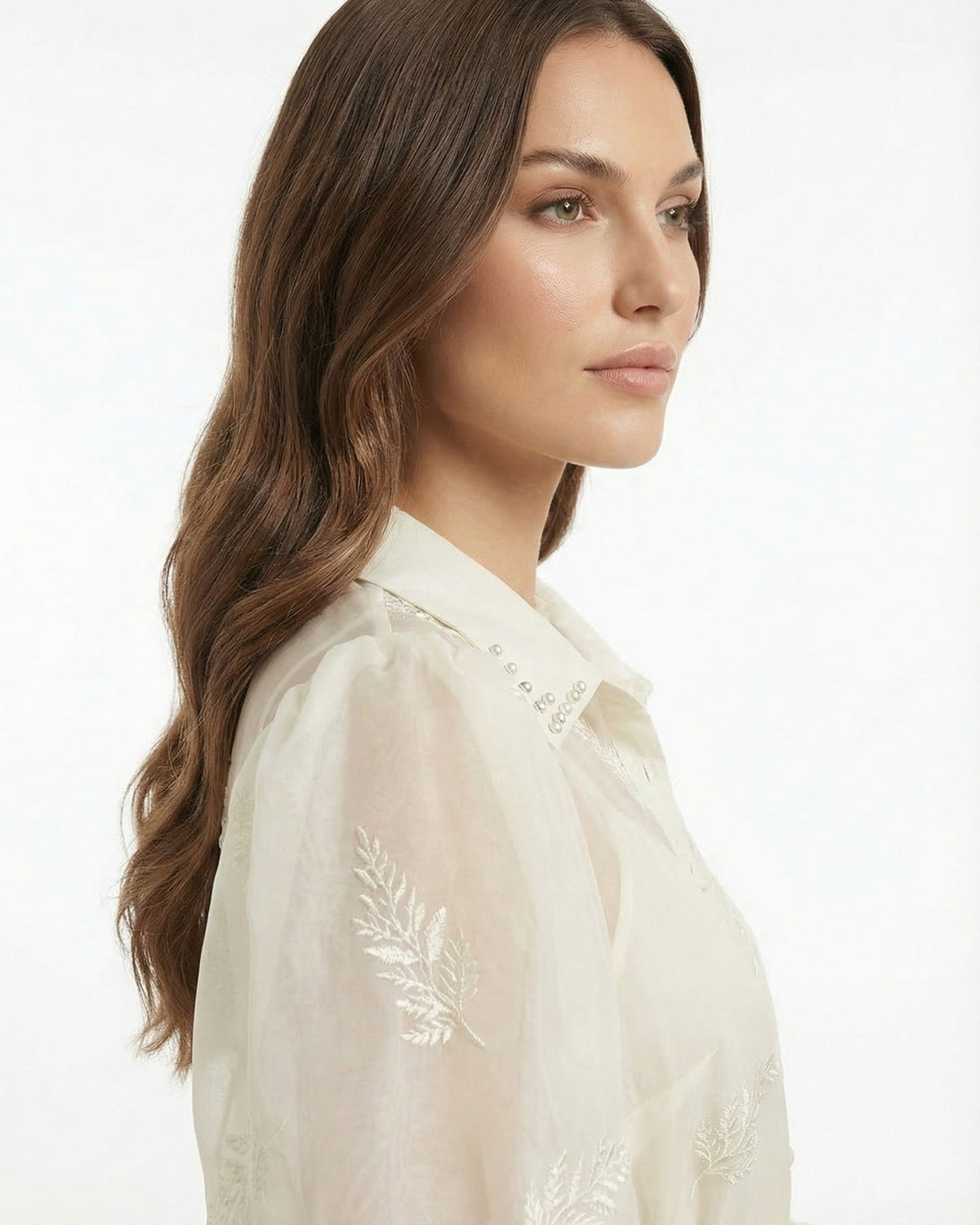 Embroidered Maxi Dress with Lapel Collar and Adjustable Tie Waist – view 8