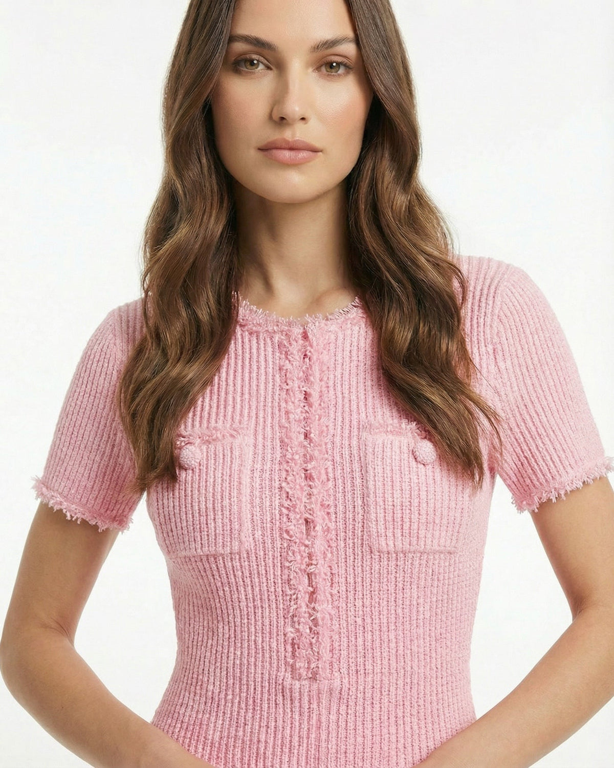 Rinna Hand-Beaded Stretch Knit Dress with Subtle Sparkle