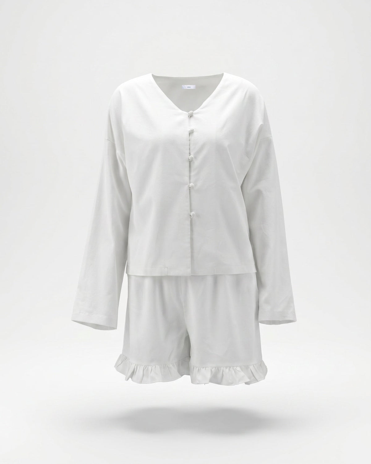 Relaxed Cotton Shirt and High Waisted Shorts Two-Piece Set