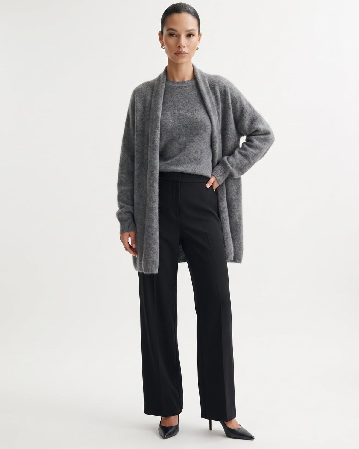 Lia Fine Knit 100% Pure Cashmere Layering Cardigan – view 10