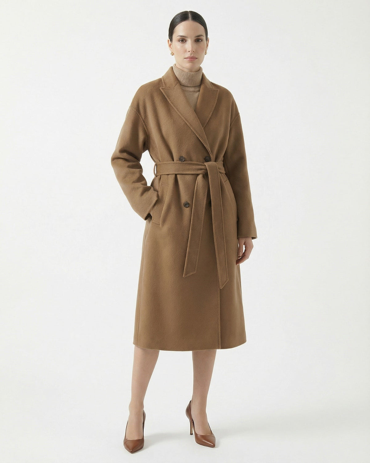 Kira Long Double-Sided Fine Wool Coat with Regular Fit – view 8