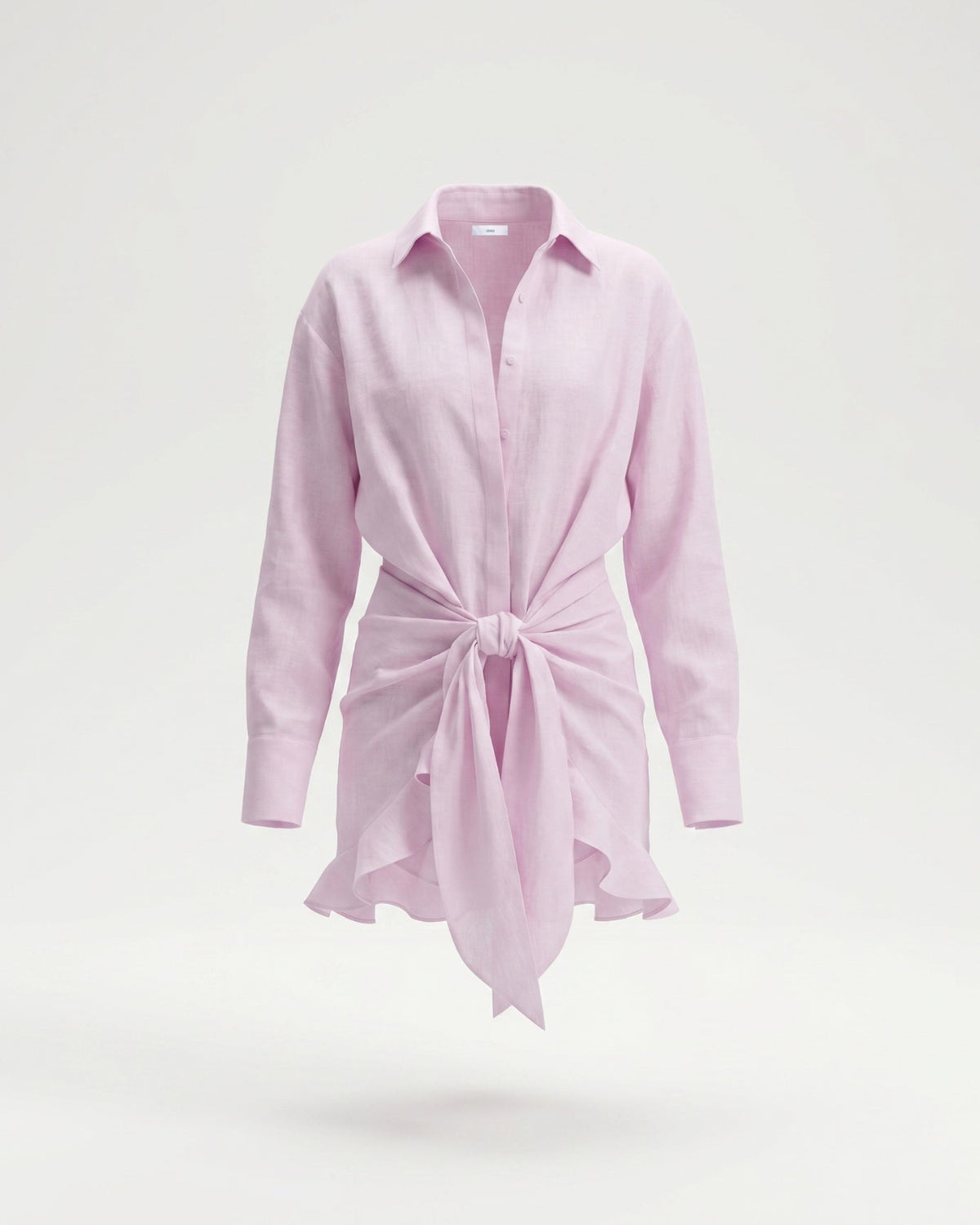 Tailored Bodycon Shirt Dress in Stretch Cotton Blend – Pink – view 1