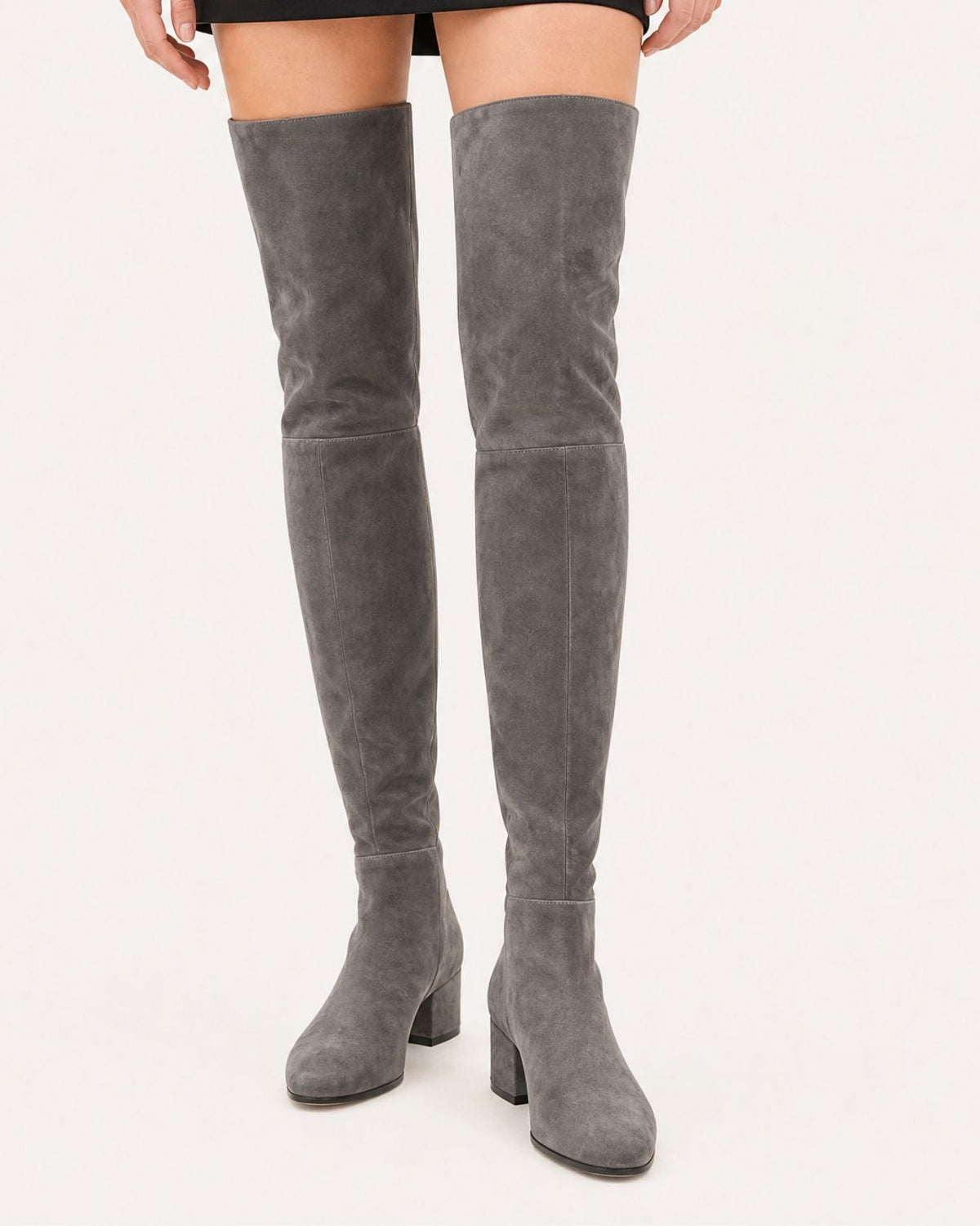 Round Toe 4cm Low Heel Over-the-Knee Suede Boots – view 6