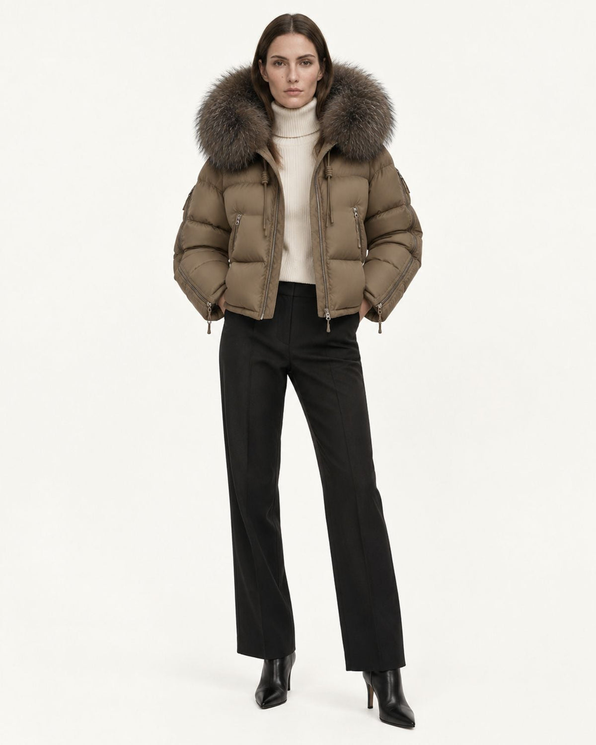 Hooded Duck Down Puffer Coat – view 3