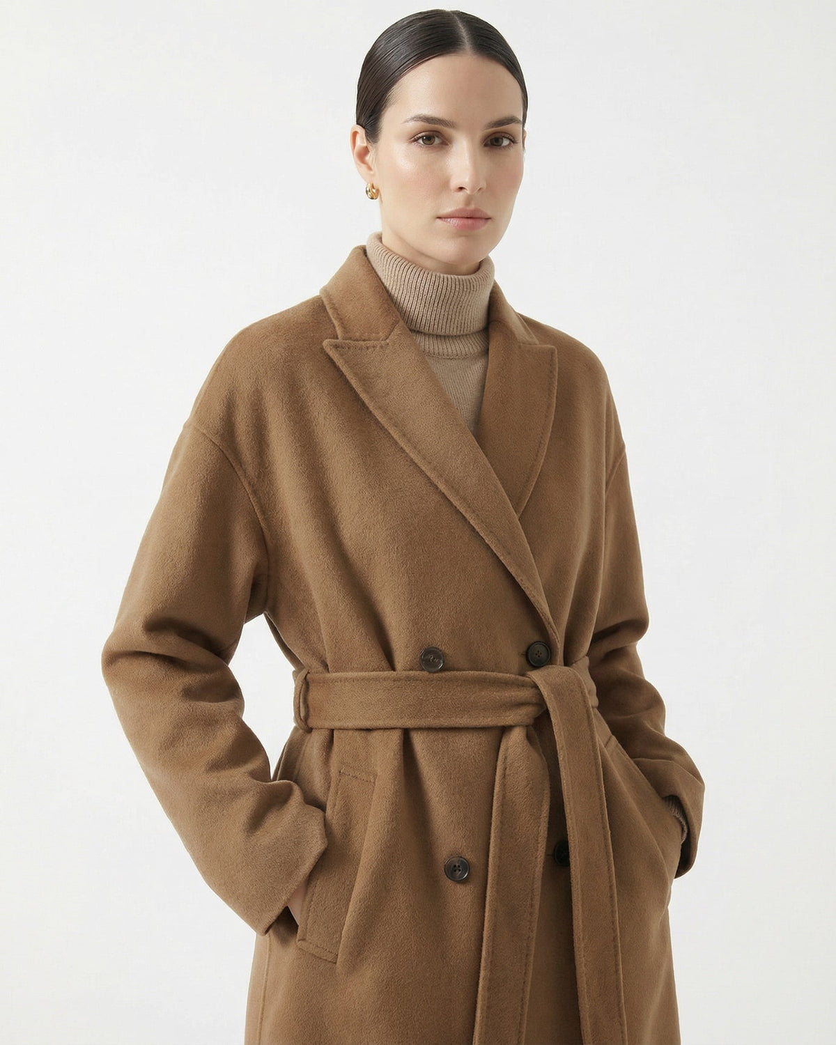 Kira Long Double-Sided Fine Wool Coat with Regular Fit – view 9