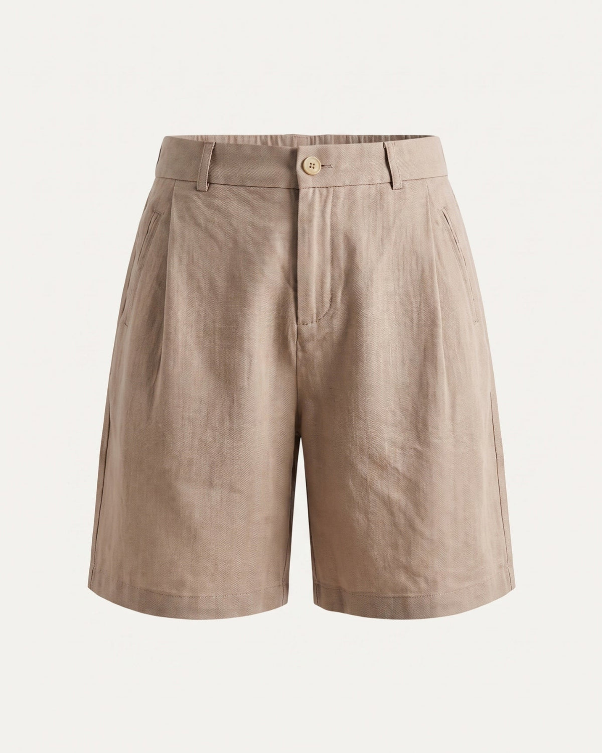 High Waisted Tailored Linen Shorts with Relaxed Fit