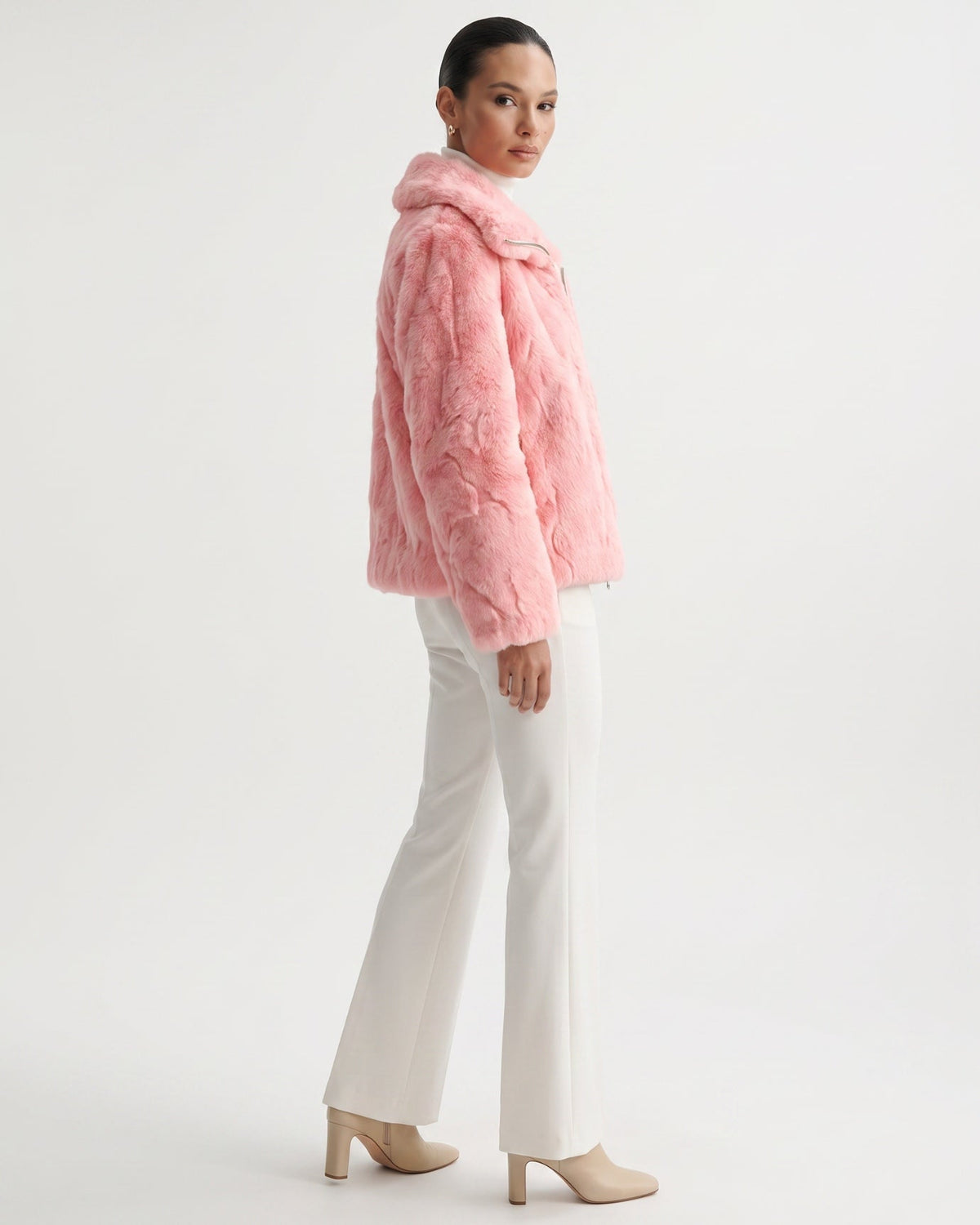 Cindy Short Plush Jacket with Turn-Down Collar