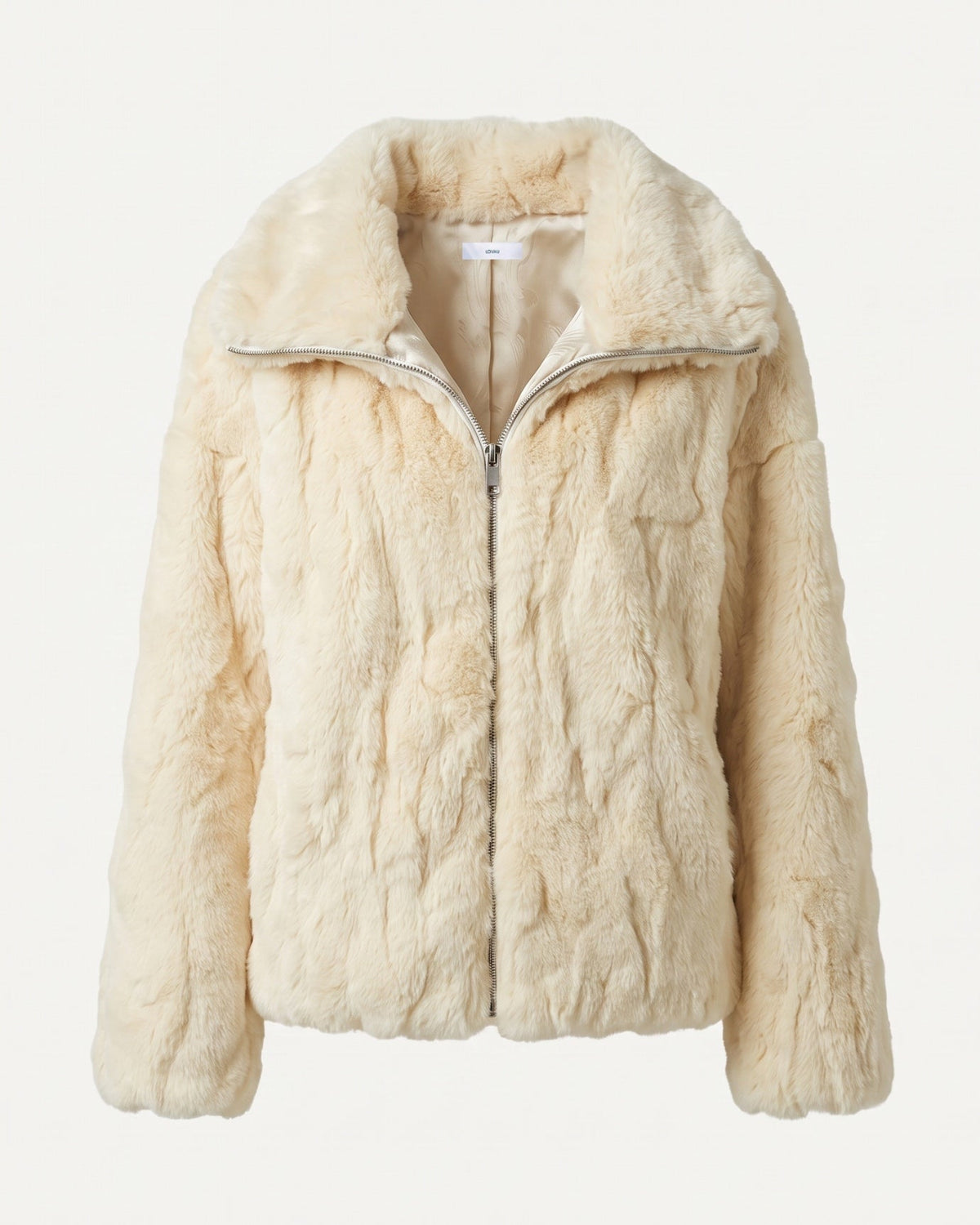 Cindy Short Plush Jacket with Turn-Down Collar