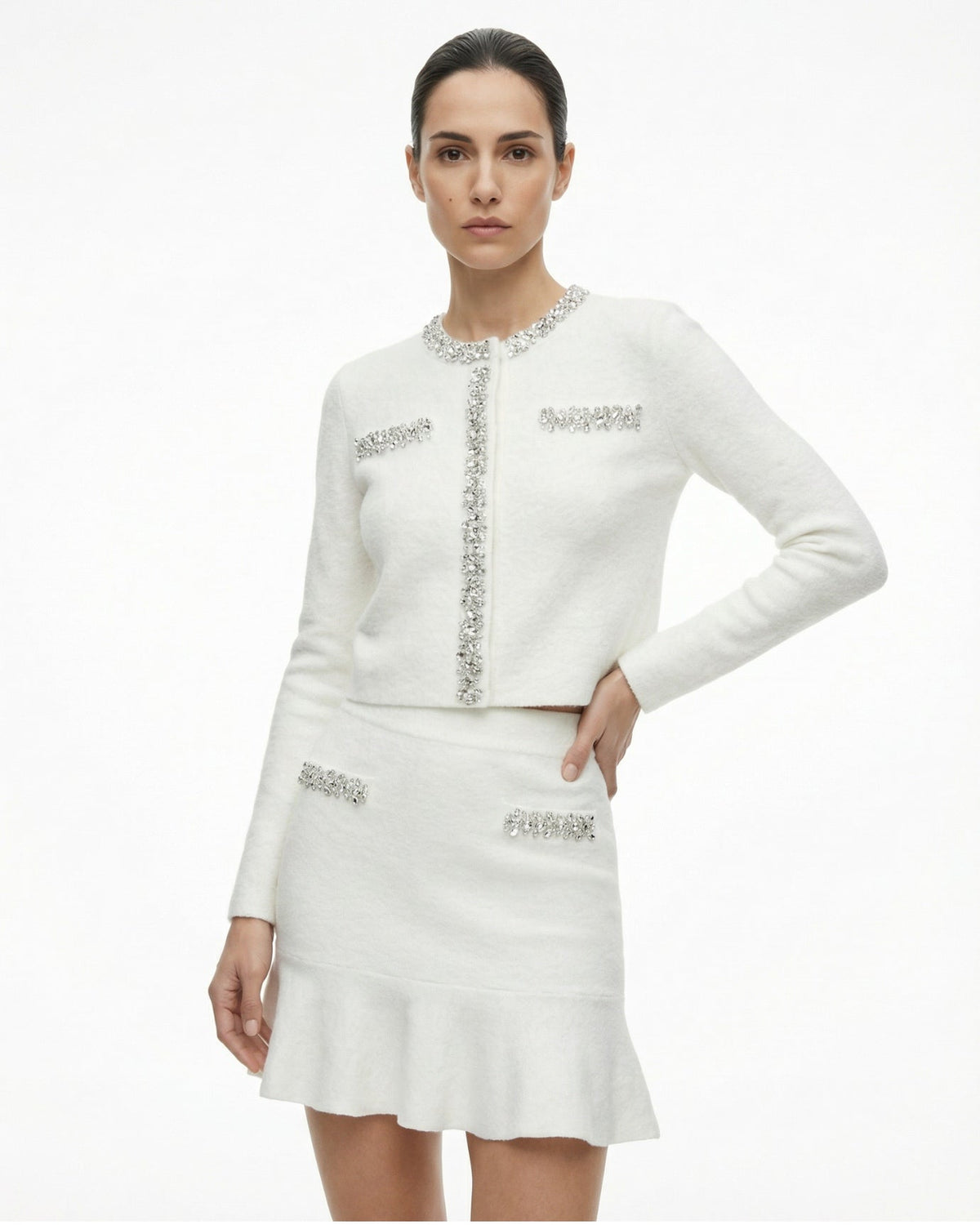 Pure Cashmere Knitted Cardigan and Skirt Two-Piece Set – view 9