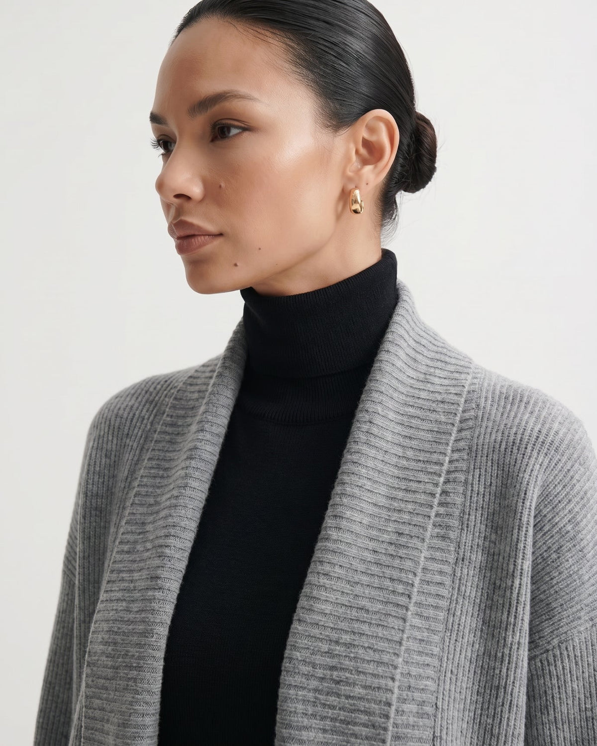 Pure Cashmere Thick Knit Longline Lapel Collar Cardigan – view 3