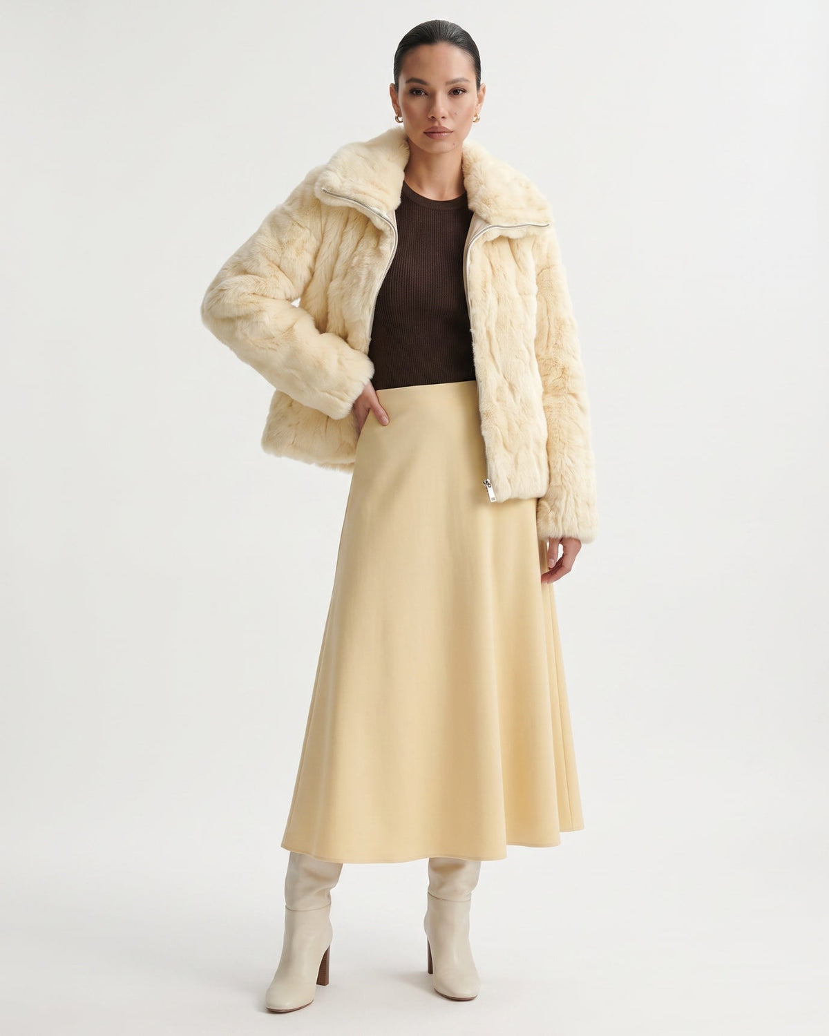 Cindy Short Plush Jacket with Turn-Down Collar