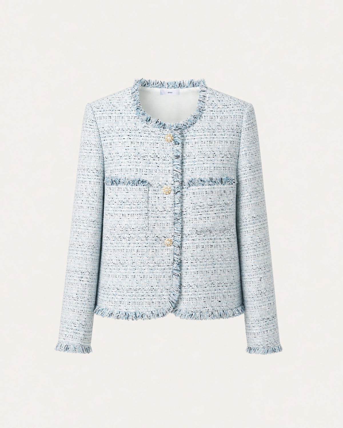 Parisian Style Woven Tweed Cardigan Jacket – Blue