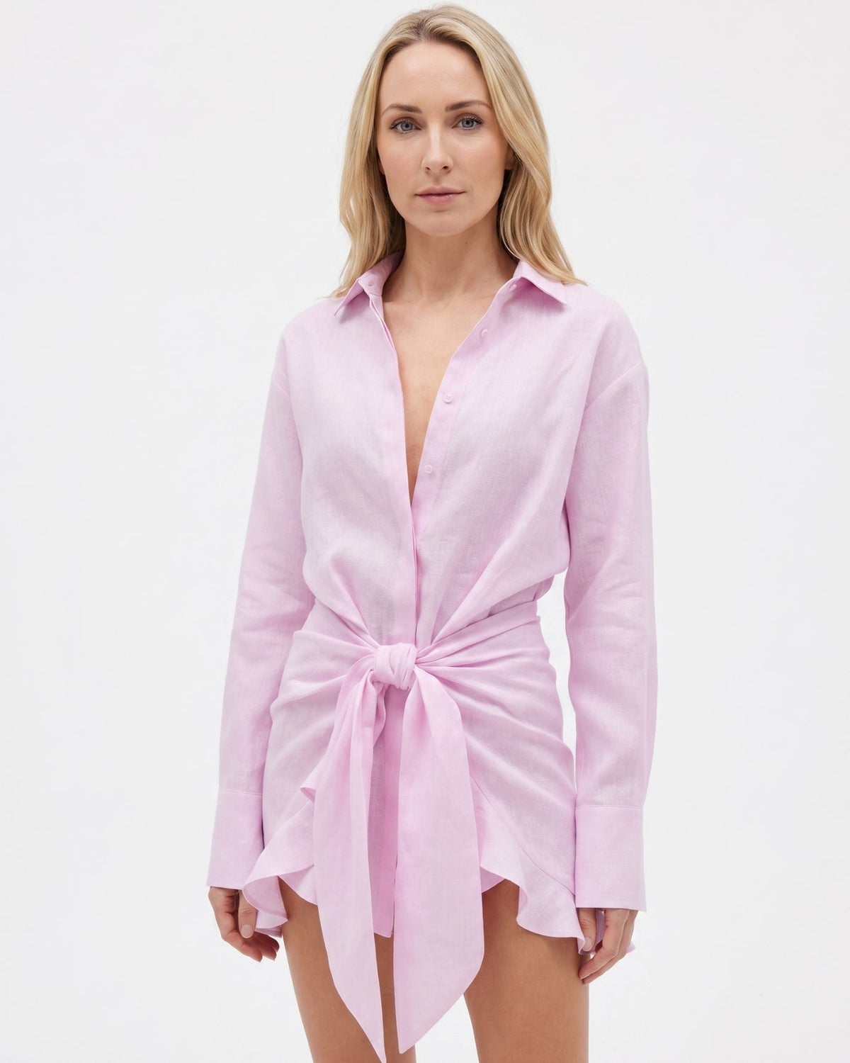 Tailored Bodycon Shirt Dress in Stretch Cotton Blend – view 4