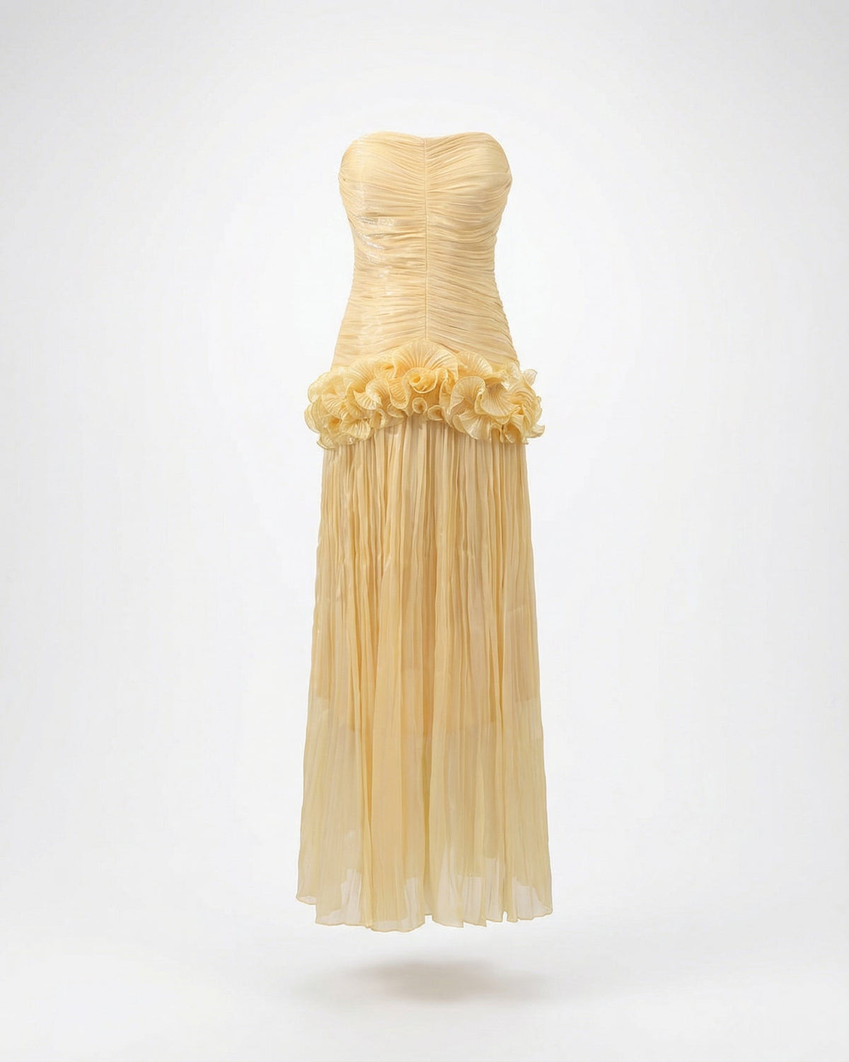 Celia Ruffle Edge Maxi Dress with Relaxed Drape