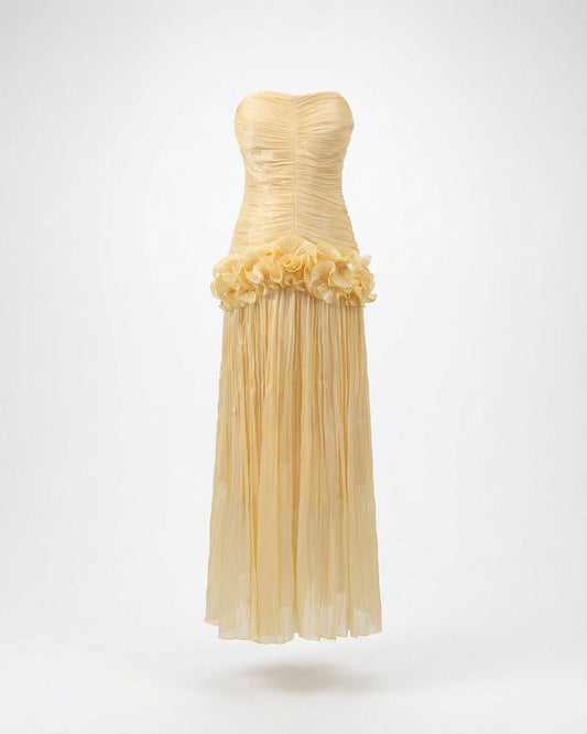 Celia Ruffle Edge Maxi Dress with Relaxed Drape
