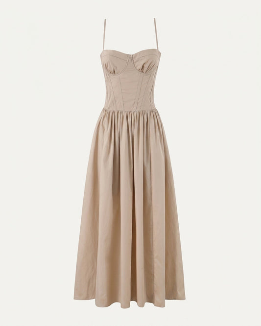 Santorini Strapless Sweetheart Cotton Dress with Flowing Skirt