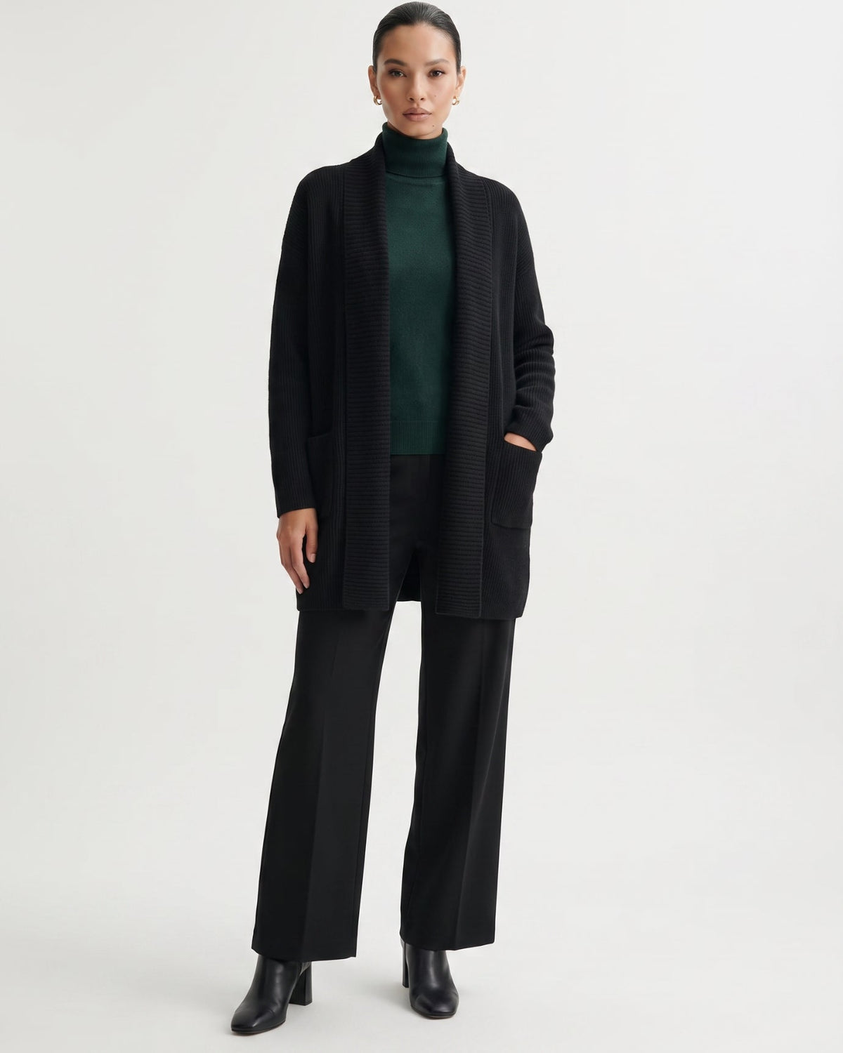 Pure Cashmere Thick Knit Longline Lapel Collar Cardigan – view 5