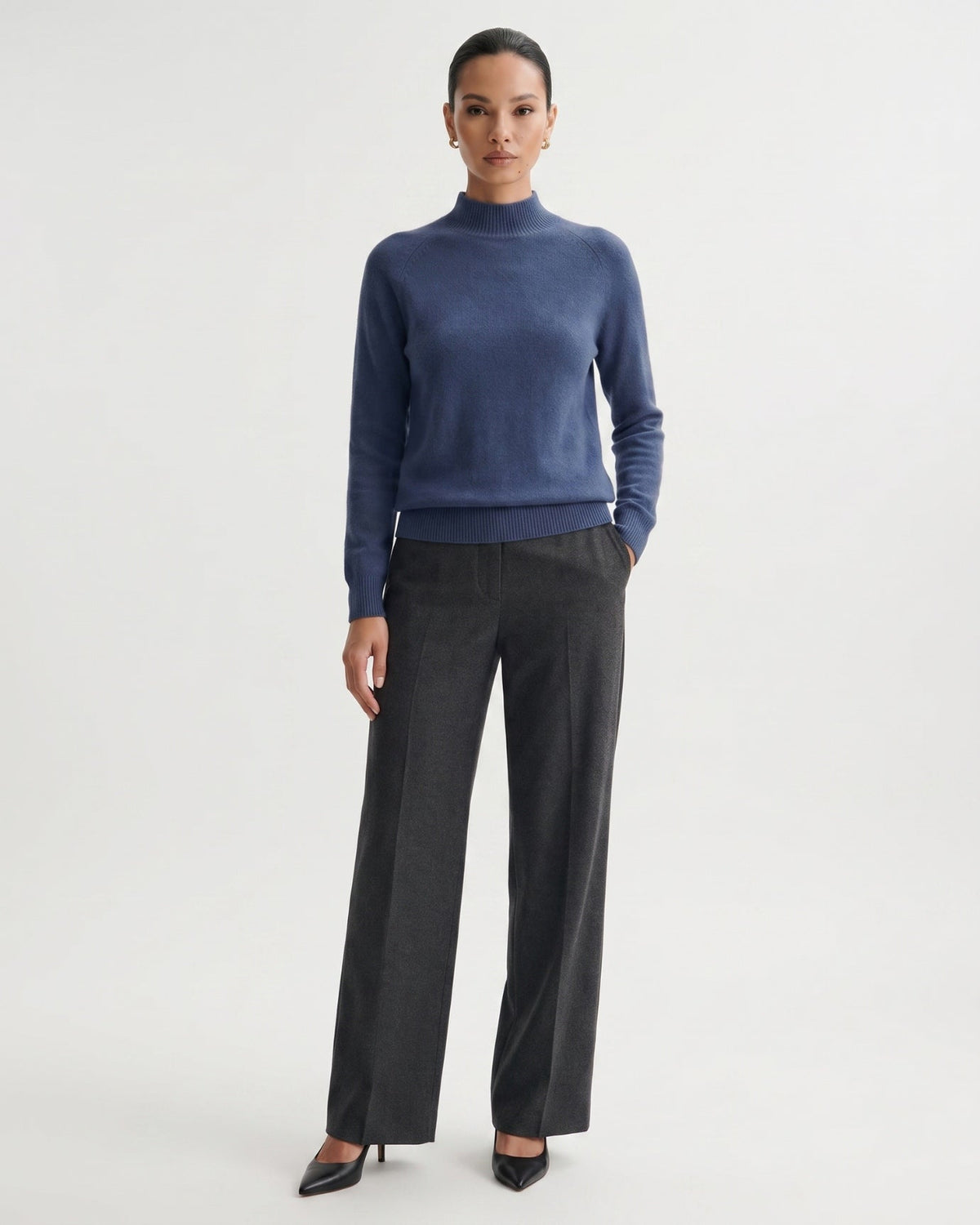 Kiara Pure Cashmere Jumper with Subtle Ribbed Detailing – view 12