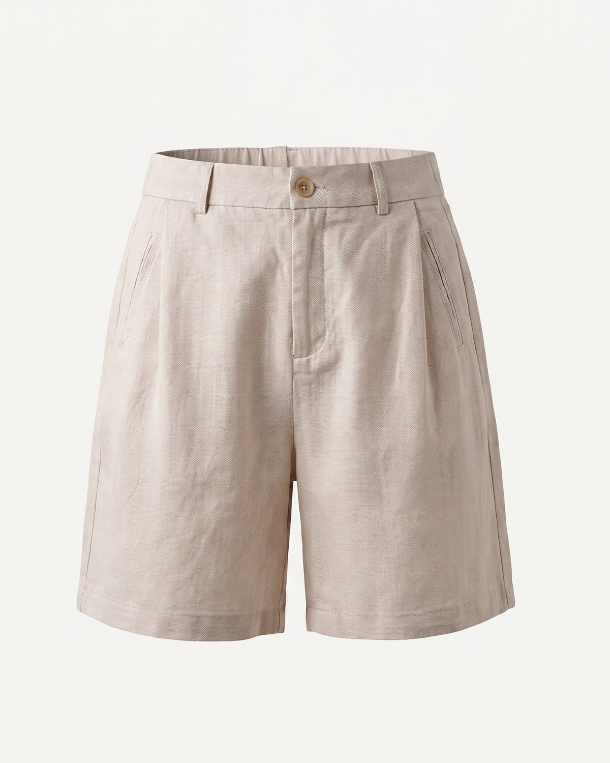 High Waisted Tailored Linen Shorts with Relaxed Fit