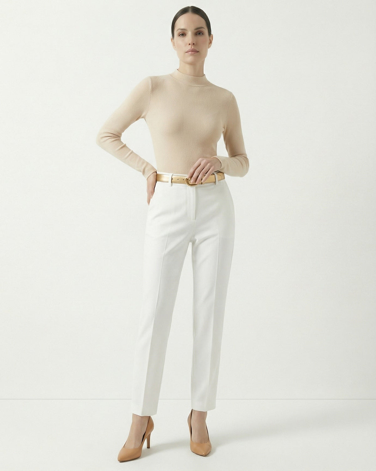 Fleece-Lined Long Sleeve T-Shirt in Tencel, Wool and Silk Blend – view 6