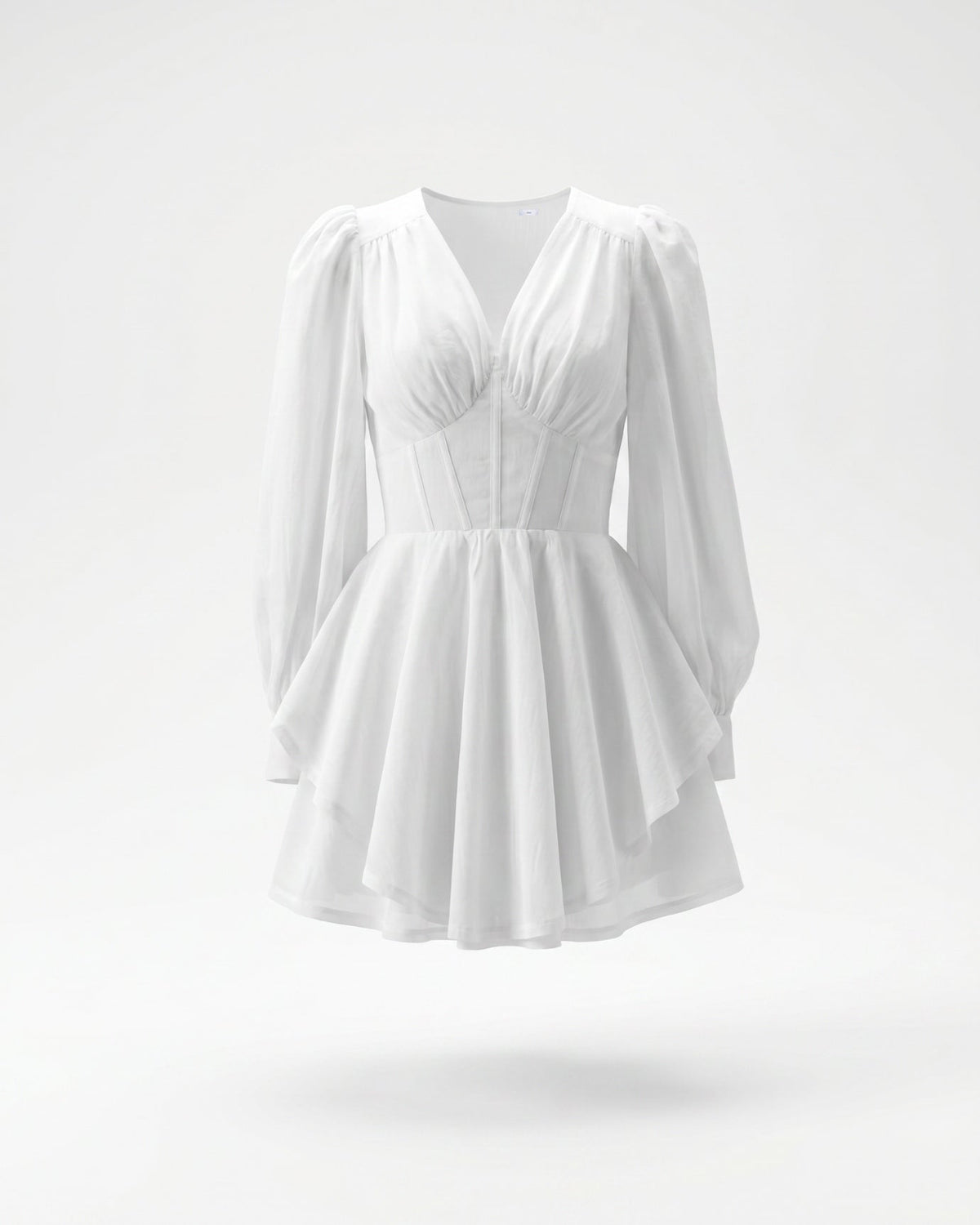 Sicily Linen Blend Relaxed A-Line Mini Dress – White – view 1
