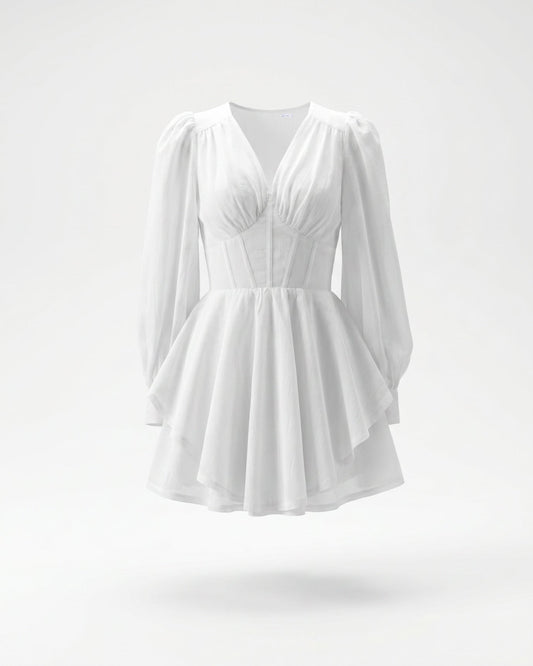 Sicily Linen Blend Relaxed A-Line Mini Dress – White